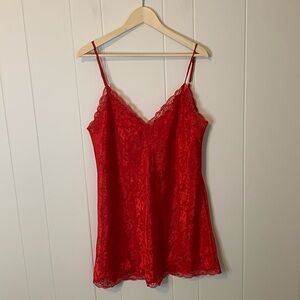 Vintage Victoria's Secret Gold Label Red Lace Slip Dress Size Large